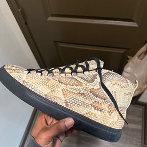 Balenciaga Shoes Hitop Arena Python Snake Print Leather Sneakers